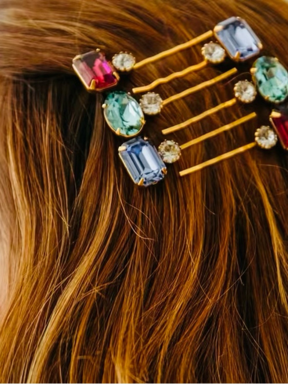 Multicolor Gemstone Bobby Pin Set of 6 - Women Hair Accessories NWT